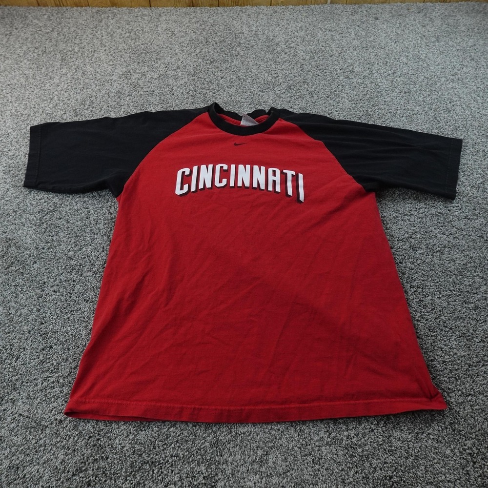 VTG Cincinnati Reds Shirt Mens L Red Black MLB Baseball Nike Graphic Tee 90s Y2K